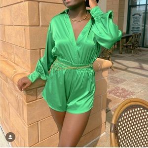 Silk green romper
